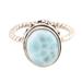 Endless Summer Sky,'Oval Larimar Cabochon Sterling Silver Ring'