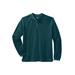 Men's Big & Tall Waffle-Knit Thermal Henley Tee by KingSize in Heather Midnight Teal (Size 3XL) Long Underwear Top
