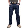 MAGCOMSEN Mens Work Trousers Outdoor Hiking Trousers Tactical Cargo Pants Cotton Lightweight Combat Trousers with Multi-Pockets Blue 36
