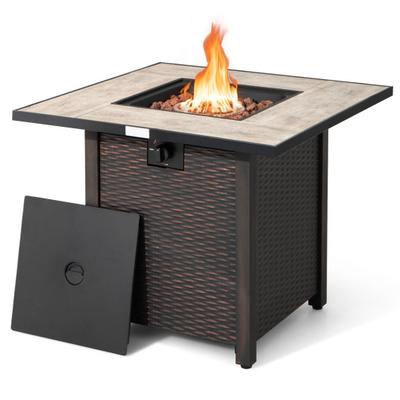 Costway 30 Inch Square Propane Gas Fire Pit Table ...