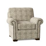 Armchair - Red Barrel Studio® Adrena 41" Wide Armchair Cotton in Gray/White/Brown | 38 H x 41 W x 37 D in | Wayfair