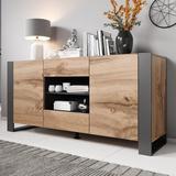 Orren Ellis Togut 64.5" Wide 2 Drawer Sideboard Wood in Gray | 31.5 H x 64.5 W x 17.5 D in | Wayfair 8609F36DEFDE4213AD0768391E13EEF5