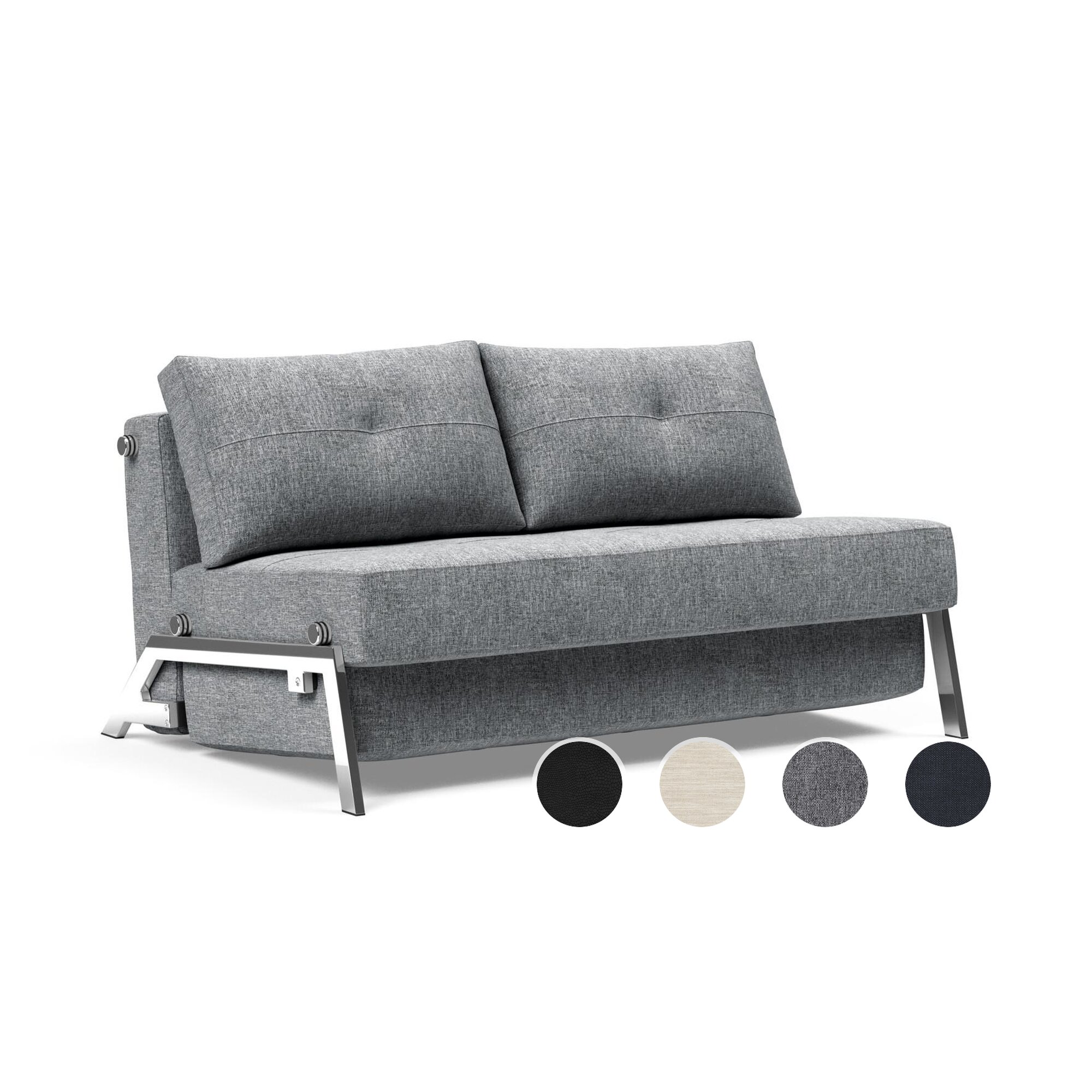 Innovation »Cubed 02« Klappsofa 165 cm / Bezug 612 Blida Sand Grey / Beine aus Eiche lackiert