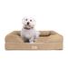 Friends Forever Chester Pet Couch w/ Solid Memory Foam Bolster Polyester/Memory Foam in White/Brown | 9 H x 36 W x 28 D in | Wayfair PET63PC4292