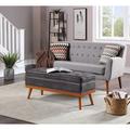 George Oliver Boyu Faux Leather Flip Top Storage Bench Faux Leather/Upholstered/Leather in Gray/Black | 18.5 H x 43.5 W x 17.5 D in | Wayfair