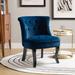 Side Chair - Etta Avenue™ Grenier Traditional Velvet Upholstered Wingback Side Chair w/ Button-Tufted in Blue | 30.3 H x 25.1 W x 26.7 D in | Wayfair