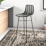 Joss & Main Laurel 28" Bar Stool Metal/Wicker/Rattan in Black | 40.5 H x 17 W x 20.5 D in | Wayfair 2C10EB4EF438445AA036CD59EB736920