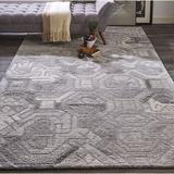 Gray 0.55 in Area Rug - Steelside™ Amirah Geometric Handmade Tufted Wool/Viscose Area Rug in Vapor Wool | 0.55 D in | Wayfair