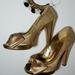 Coach Shoes | Coach Gold Peep Toe Heels W/ Bow Size 7 | Color: Gold | Size: 7