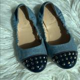 J. Crew Shoes | J. Crew Emma Ballet Flat Sz 7.5 Studded Chambray | Color: Black/Blue | Size: 7.5