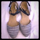 American Eagle Outfitters Shoes | Euc American Eagle Denim-Colored Flats | Color: Blue/White | Size: 3.5g