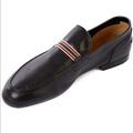 Gucci Shoes | Gucci Mens Black Leather Moccasins. | Color: Black/Red | Size: Us 8 (Gucci 7 1/2)