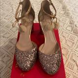 Kate Spade Shoes | Kate Spade Glitter Shoes | Color: Cream/Gold/Red | Size: 8.5