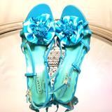 Coach Shoes | Coach Slingback Blue Sandals Size 8 M. | Color: Blue/Brown | Size: 8