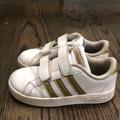 Adidas Shoes | Girls Adidas Size 10 Sneakers Velcro Gold Stripes | Color: Gold | Size: 10g