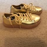J. Crew Shoes | J.Crew Crewcuts Kids' Pop Shoes Leather Sneakers | Color: Gold | Size: 2bb