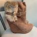 Nine West Shoes | Nine West Faux Fur Wedge Boots | Color: Tan | Size: 10