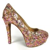 Jessica Simpson Shoes | Jessica Simpson Devin 2 Colorful Sequin Heels 8 | Color: Orange/Pink | Size: 8