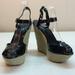 Jessica Simpson Shoes | Jessica Simpson Black Patent Leather Wedge Sandals | Color: Black/Tan | Size: 10