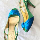 J. Crew Shoes | J. Crew Martine Two-Tone Satin Heels | Color: Blue/Green | Size: 6.5