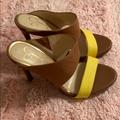 Jessica Simpson Shoes | Jessica Simpson Tan Mules & Yellow Strap Size 6.5 | Color: Tan/Yellow | Size: 6.5