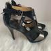 Nine West Shoes | Nine West Nwmaximal Leather Open Toe Pumps/Heels | Color: Black/Silver | Size: 7