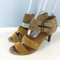 J. Crew Shoes | J Crew 5.5 Brown Suede Leather Strappy Heels Cute | Color: Tan/Yellow | Size: 5.5