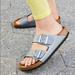 Free People Shoes | Free People Birkenstock Arizona Metallic Sandals | Color: Silver/Tan | Size: 8.5