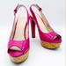 Nine West Shoes | Nine West Hot Pink Cork Platform Heels Size 5.5 | Color: Pink | Size: 5.5
