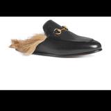 Gucci Shoes | Gucci Princetown Fur Leather Mules | Color: Black | Size: 9.5