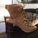 Free People Shoes | Free People X Jeffrey Campbell Suede Lace Up Heels | Color: Brown/Tan | Size: 7.5