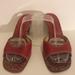 Coach Shoes | Coach Red Leather Open-Toe Heels 7.5 B | Color: Red | Size: 7.5