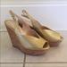 Jessica Simpson Shoes | Jessica Simpson Peep Toe Cork Wedges Size 7.5 | Color: Gold | Size: 7.5