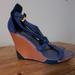 Kate Spade Shoes | Kate Spade Royal Blue Wedge Sandals | Color: Blue/Brown | Size: 10