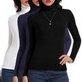 CARCOS Womens Polo Turtle Neck Tops Long Sleeve Stretch Basic T-Shirt Slim Fit Layer Tops for Winter Black White Navy XXL