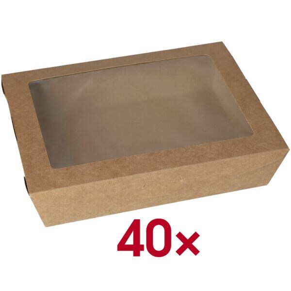 Papstar Feinkostboxen mit Sichtfenster »pure 100% fair«, 1000 ml, 40 Stück braun, 19.5x4.5x15 cm Image