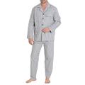 El Búho Nocturno - Men's Long Lapel Viyela Plaid Pajamas Light Blue 100% Cotton Size 3 (M)