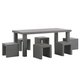 Gartenmöbel Set Grau Beton 6-Sitzer Tisch mit Hockern Industrieller Stil Garten Outdoor & Indoor Terasse, Salon