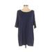Emma's Closet Casual Dress - Shift Scoop Neck 3/4 Sleeve: Blue Solid Dresses - Women's Size Small