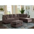 Brown Reclining Sectional - Latitude Run® GCF Dubey 112" Wide Sofa & Chaise w/ Ottoman Corduroy | 36 H x 112 W x 84 D in | Wayfair