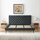 Etta Avenue™ Nico Solid Wood & Upholstered Low Profile Platform Bed Velvet in Gray | 47 H x 84 W x 89.7 D in | Wayfair