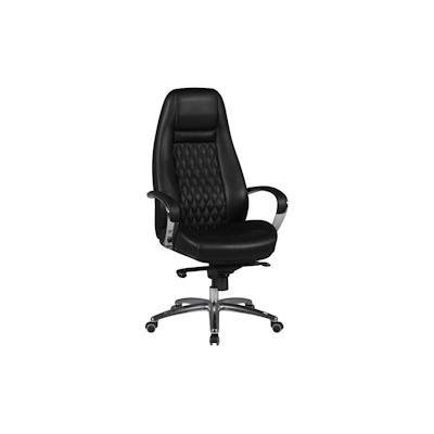 FineBuy Bürostuhl Echtleder Schwarz Schreibtischstuhl ergonomisch Chefsessel Drehstuhl Image