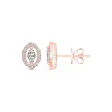 Diamaison 1/4 Ct. T.w. Marquis And Round-Cut Diamond Halo Stud Earrings In 10K Rose Gold, Pink
