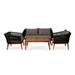 George Oliver Haoyu 4 Piece Wood Sofa Seating Group w/ Cushions Synthetic Wicker/Wood/All - Weather Wicker/Wicker/Rattan in Black/Brown | Outdoor Furniture | Wayfair