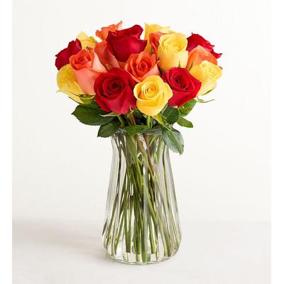1-800-Flowers Flower Delivery Autumn Rose Bouquet 18 Stems W/ Clear Vase