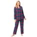 Plus Size Women's Classic Flannel Pajama Set by Dreams & Co. in Evening Blue Plaid (Size 18/20) Pajamas