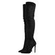 MissHeel Knee High Winter Bootie Socks Faux Suede Black Socks for Men Slim High Heel Pointed Toe Thigh High Booties for Ladies Pull On Stretch Over Size 13