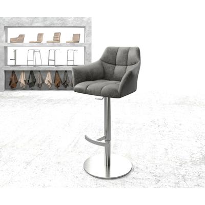 DELIFE Barstuhl Yulo-Flex Vintage Grau Drehfuß höhenverstellbar Edelstahl, Barstühle Image