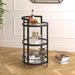 AllModern Sava Mirrored Bar Cart Glass/Steel in Black/Brown | 36 H x 21.5 W x 21.5 D in | Wayfair 89FF5E18C24E4A3BA337C885CE1123FB