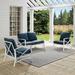 Wade Logan® Mosier 3 Piece Sofa Seating Group w/ Cushions Metal in White/Blue | Outdoor Furniture | Wayfair C097BBA8742D4D05AE92AFC3086C03DF